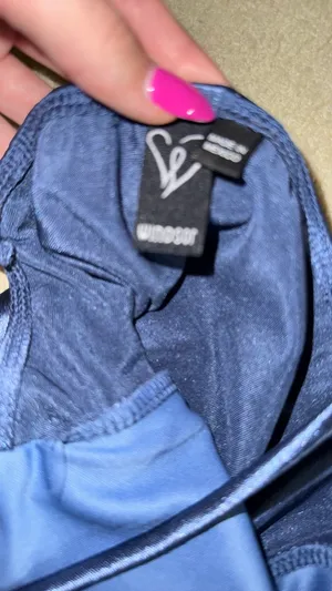 short blue satin Windsor dress thumbnail 4