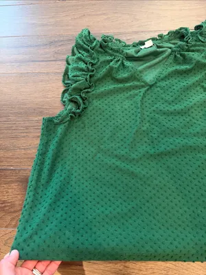 J. Crew Ruffled Dot Texture Sleeveless Top - Green Size XL - C58-026 thumbnail 3