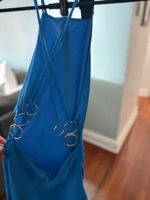 Zara Vibrant Blue Mini Dress Metal Detail Size XS thumbnail 9
