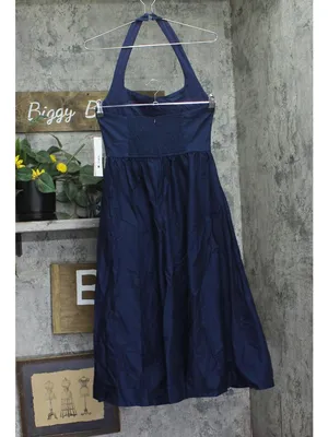 NWT Aqua Womens Woven Halter Midi Dress IDM11261 Navy Blue S thumbnail 3