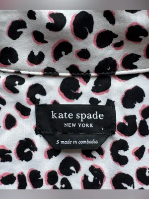 Kate Spade New York Pajama Top S Collared Button Down Leopard Animal Print NWOT thumbnail 4