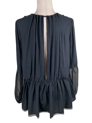 Free People Soul Serene Top Black Size XS Sheer Contrast Whimsigoth Boho Witchy thumbnail 6