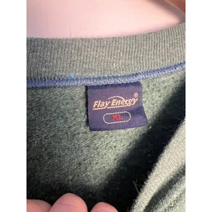 Vtg XL Flay Energy Paris France Eiffel Tower Embroidered Sweatshirt Green Travel thumbnail 4