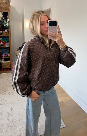 Amazon polka dot zip up jacket  thumbnail 1