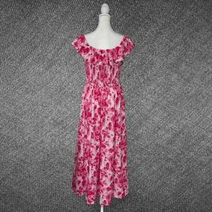 Grace Karin Pink Floral Ruffle Maxi Dress Size M thumbnail 8