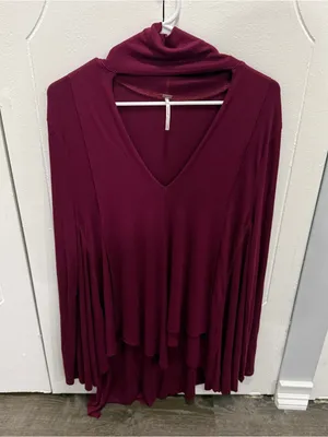 NWT Free People Red Uptown Turtleneck Top thumbnail 1
