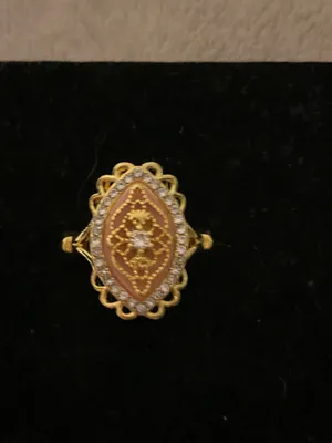Gold-Tone Filigree Marquise Ring with Amber Center Stone thumbnail 2
