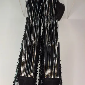 Nasty Gal Black Studded Diamante Suede Cowboy Fringe Boots thumbnail 7