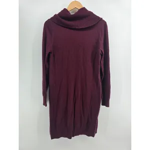 LOFT Sweater Dress Womens Medium Cowl Neck Burgundy Long Sleeve EUC thumbnail 3