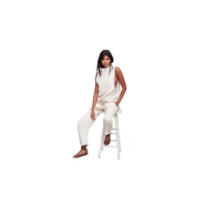 Free People M Isla Ottoman‎ Sweater Slouchy Sleeveless Ivory Tunic Turtleneck thumbnail 2