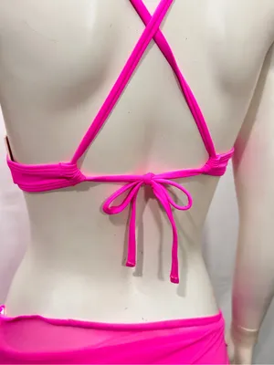 Juicy Couture Hot Pink Underwire Bikini Set with Mesh Sarong Coverup Size XS thumbnail 7