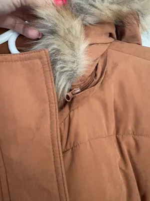 St. John’s Bay Puffer Coat – Women’s L – Cognac Brown – Faux Fur Hood – Quilted Winter Jacket thumbnail 3