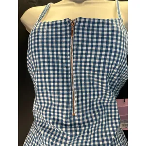 Juicy Couture Seersucker Lined Blue Gingham Zipper Front women sz L thumbnail 3