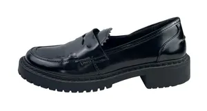 Shoedazzle Corena Women's Black Faux Leather Vegan Heel Loafer Shoes Size 7 thumbnail 1