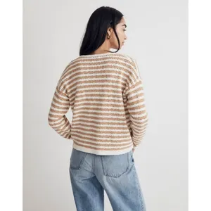💕MADEWELL💕 Open Stitch Cardigan Sweater + Tank Set Stiped Earthen Sand Medium thumbnail 4