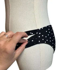 Black White Strappy Side Bikini Bottom Swim Medium Coquette Minimalist Y2K thumbnail 12