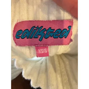 Edikted Sweater‎ Women XS Ivory Ribbed Knit Bonnie Cropped Mock Neck Streetwear thumbnail 8