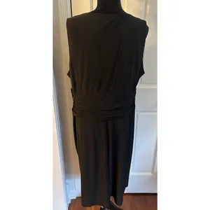 Chaps Black Dress Draped V-Neck Jersey Knit Stretch Sleeveless Plus Size 18W NEW thumbnail 2