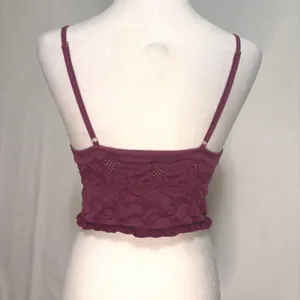 Seamless Lace Crop Cami Top‎ Women M/L Burgundy Boho Festival Romantic Fairy Y2K thumbnail 3