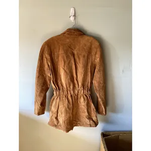 M.I.C Vintage Brown Suede Leather Safari Style Belted Zip Up Jacket M/L thumbnail 5