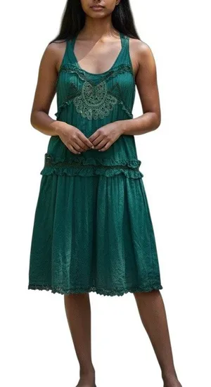 Urban Outfitters Lux Victorian Steampunk Green Midi Dress Size 5 thumbnail 1