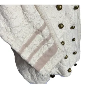 Free People Cream Military Style Lace Knit Sweater Jacket Size Medium Womens thumbnail 3