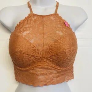 Victoria's Secret PINK Lace Bralette Women Small Orange Push Up‎ High Neck Boho thumbnail 1