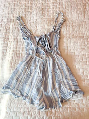 American Eagle Blue Striped Tie Back Romper Size Small thumbnail 2