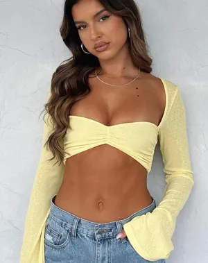 White Fox Yellow Long Sleeve thumbnail 1