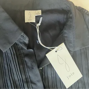 NWT pleated sleeveless shirt dress collared button down black size small thumbnail 12