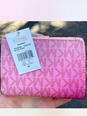 NWOT Michael Kors Pink and White Monogram Wallet thumbnail 2