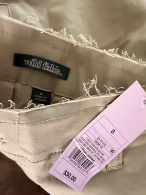 Wild Fable Women's Beige Khaki Wide Leg Raw Hem Waistband Pants thumbnail 5