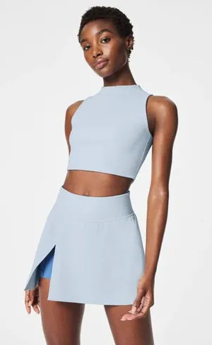 SPANX Blue Contour Rib Mock Neck Crop Top Cropped Tank Women's Size Small thumbnail 1