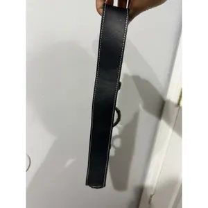 VTG Black Leather Belt Gold Brass Rings Snap Closure Western Hobo Boho 42" M/L‎ thumbnail 5