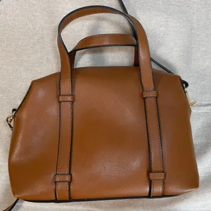 Brown Vegan Leather Doctor Bag Style Crossbody Purse thumbnail 2
