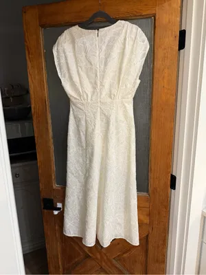 NWT BOSS Floral Lace Midi Dress Size 6 Luxury Designer Ivory Dress thumbnail 5