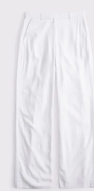NWT Abercrombie Tailored Linen-Blend Wide Leg Pant SHORT thumbnail 1