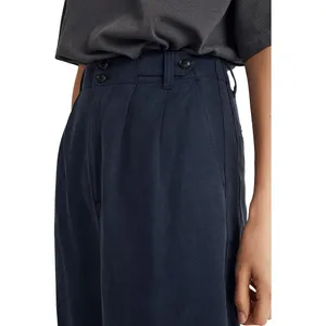 Madewell Deep Indigo Harlow Linen Blend Buttons Wide Leg Pants thumbnail 2