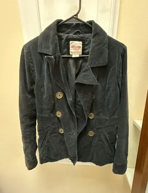 Mossimo Supply Co. Women's Black Corduroy Pea Coat Jacket Size S thumbnail 1