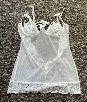 White lace slip dress Size L thumbnail 1