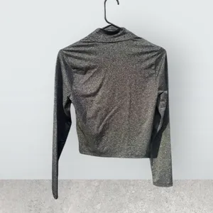 Abercrombie & Fitch NWT Mock Neck Long Sleeve Sparkle Black Shimmer Top Medium thumbnail 2