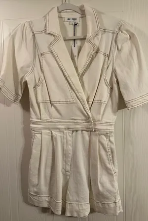 Boutique Day + Moon White Denim Romper thumbnail 5