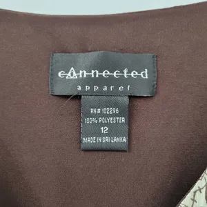 Connected Apparel Womens Dress 12 Brown Floral Sleeveless Drop Waist Midi Flowy‎ thumbnail 11