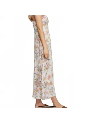 Free People One Step Ahead Maxi Dress Floral Smocked Slip Pebble Cream Women XS thumbnail 5