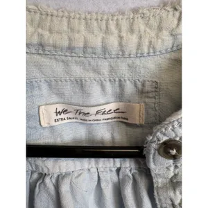 Free People We The Free Denim Button Down Top Light Wash Blue XS thumbnail 6