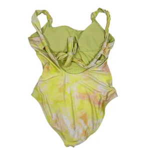 Aerie One Piece Swimsuit Womens Small Yellow Tie Dye Open Back Full Coverage thumbnail 9