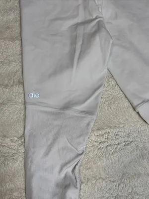 Alo High-Waist White Ribbed Leggings thumbnail 3