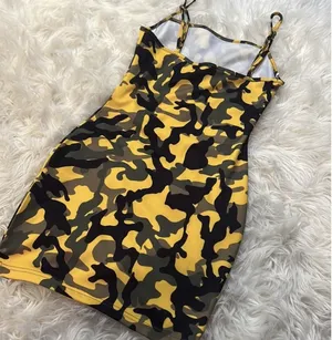 Akira Chicago Black Label Yellow Camo Bodycon Mini Dress thumbnail 3