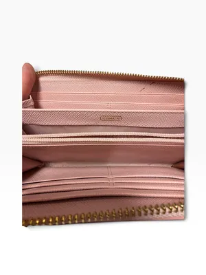 Coach Blush Pink Gold Heart Print Zip Around Continental Wallet thumbnail 6