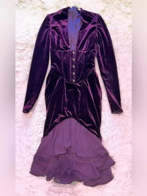 NEW House Of CB Dahna Corset Long Sleeve Purple Velvet Dress Sz XS thumbnail 5